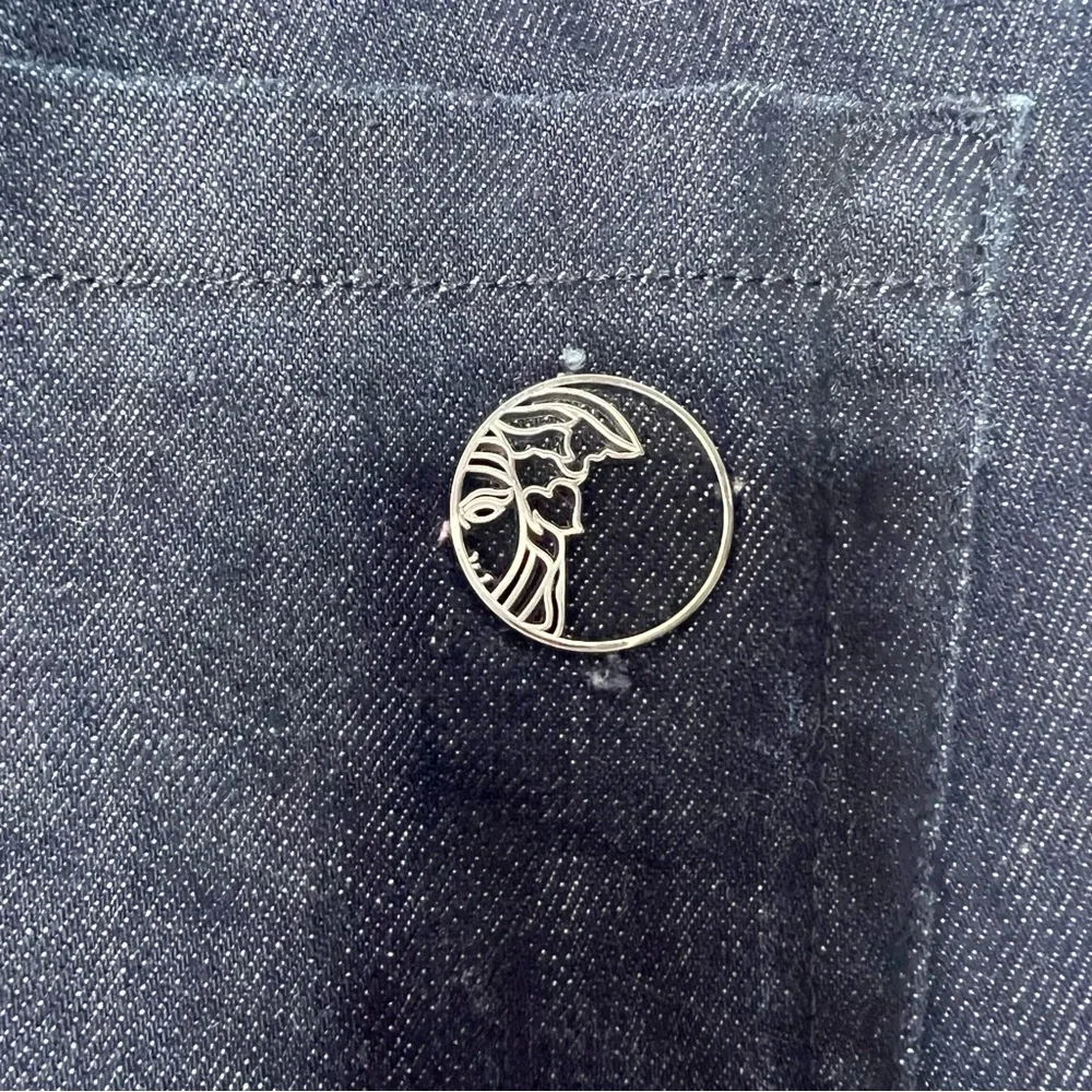 Versace jeans Medusa logo metal emblem buttons charm straight leg dark wash 💎 - Picture 3 of 16